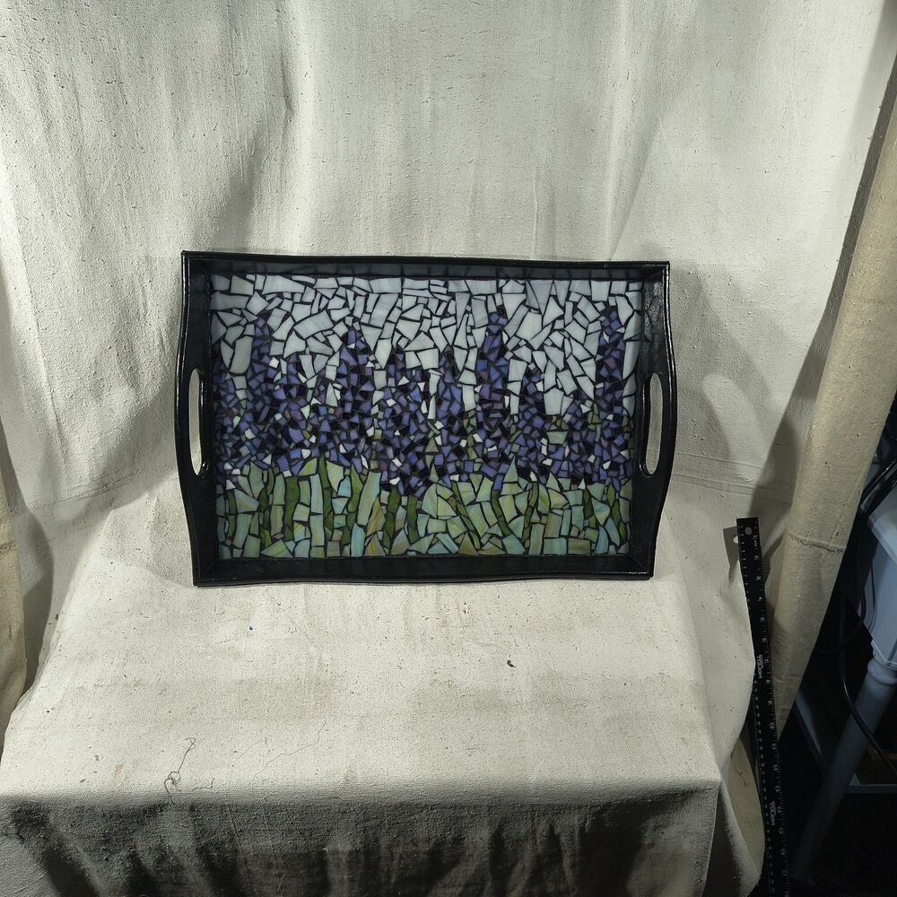 Original Glass Mosaic Artwork "Munstead Lavender" 19 X 13," By Timothy Designs